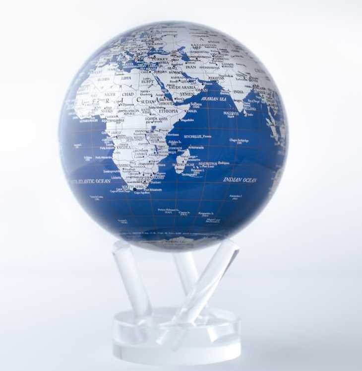 Mova Globe Ø 4,5 (11,5 Cm) Mappamondo Blue and Silver MG-45-BSE -  NikelShop Home Design